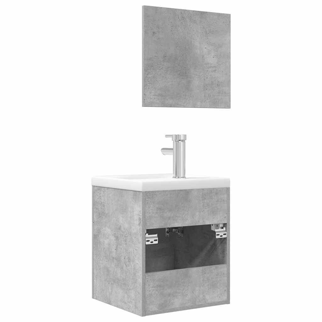 Ensemble de meubles de salle de bain 3 pcs gris béton