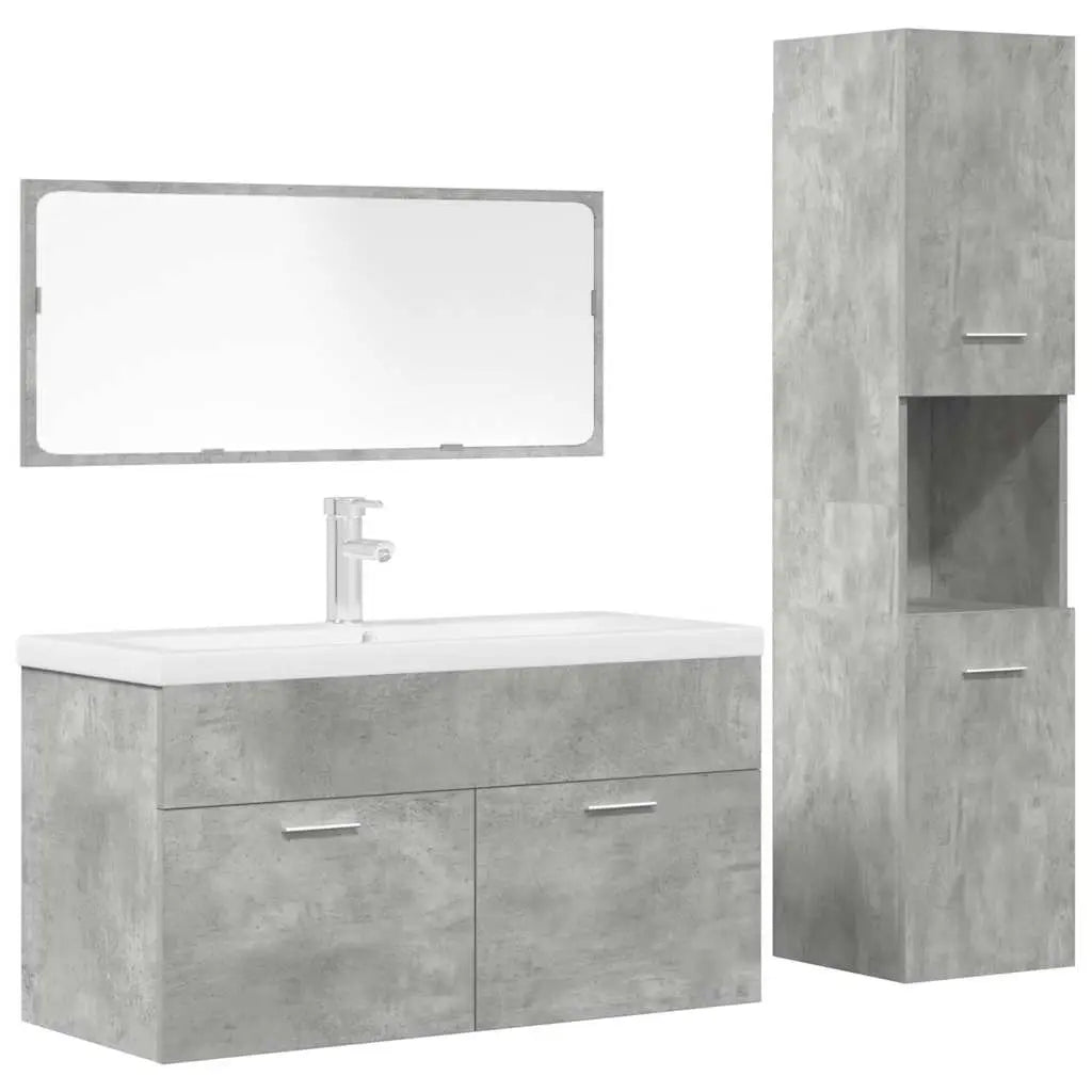 Ensemble de meubles de salle de bain 4 pcs gris béton - XIOS