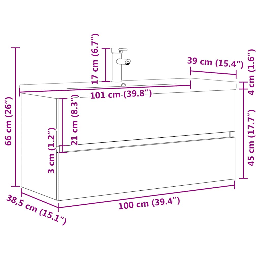 Ensemble de meubles de salle de bain 2 pcs gris béton