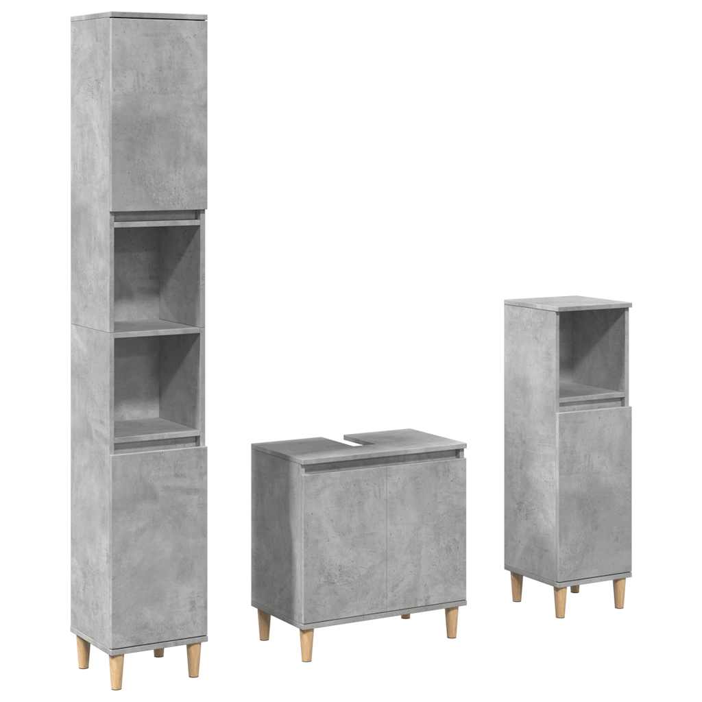 Ensemble de meubles de salle de bain 3 pcs gris béton