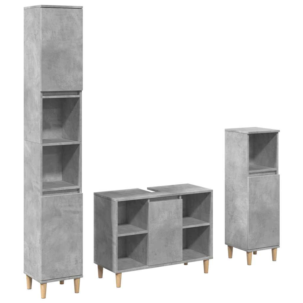 Ensemble de meubles de salle de bain 3 pcs gris béton