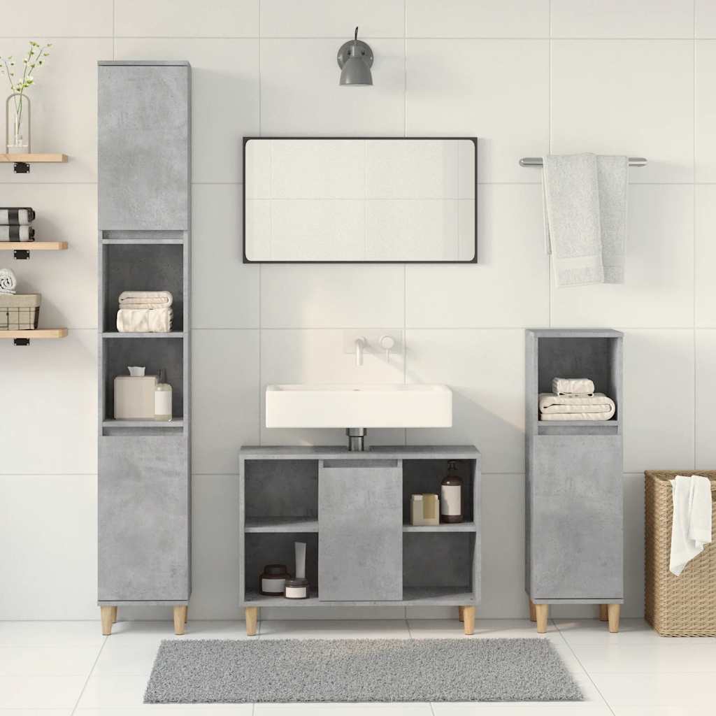 Ensemble de meubles de salle de bain 3 pcs gris béton