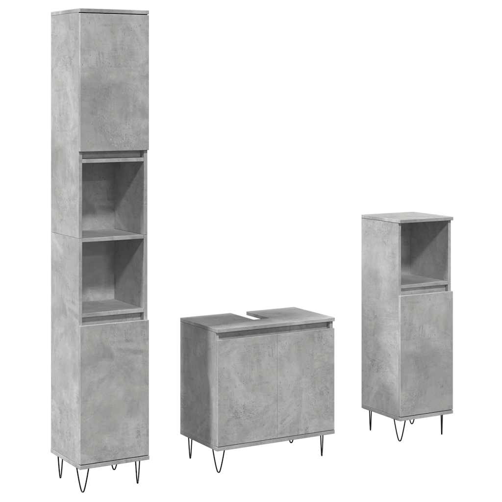 Ensemble de meubles de salle de bain 3 pcs gris béton
