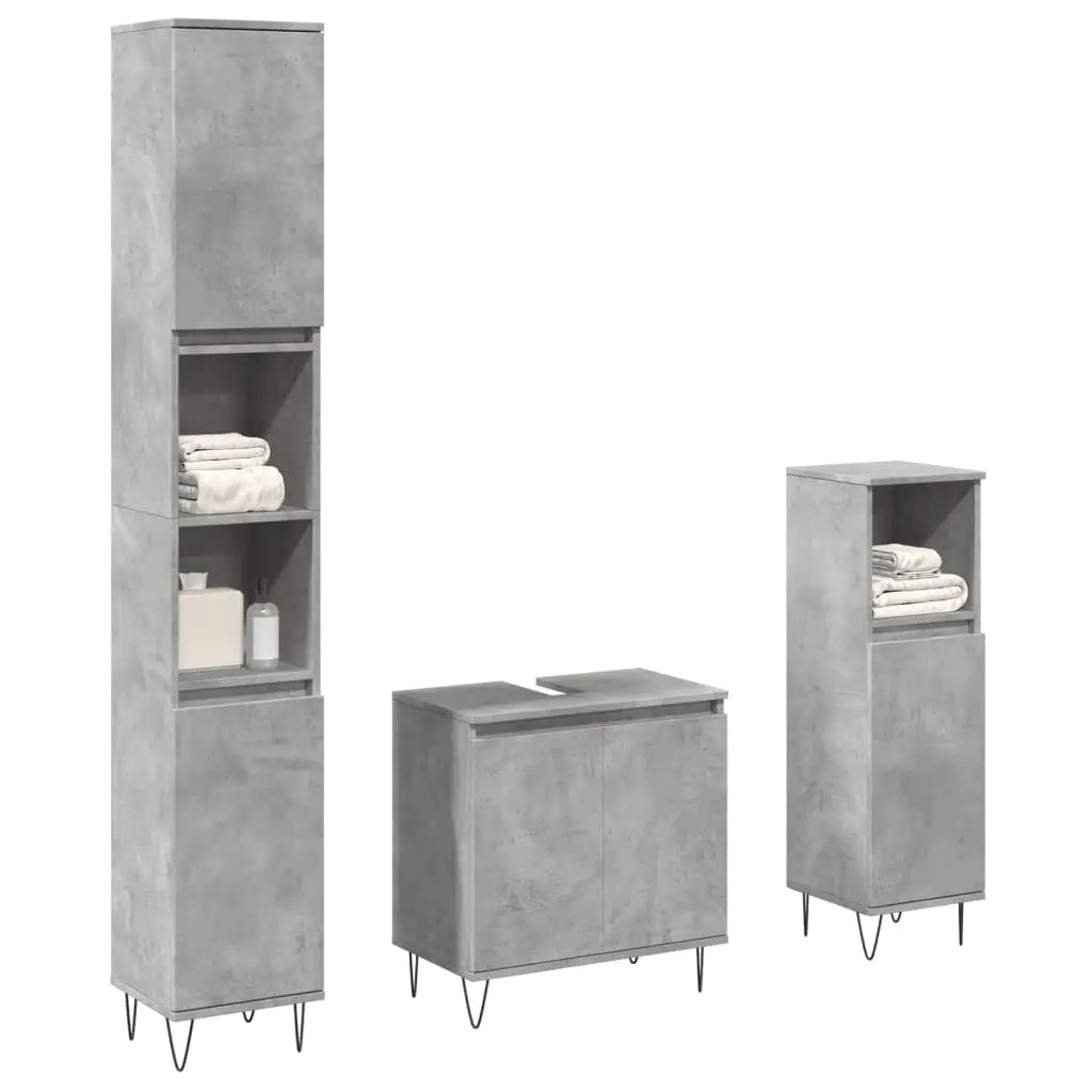 Ensemble de meubles de salle de bain 3 pcs gris béton - XIOS