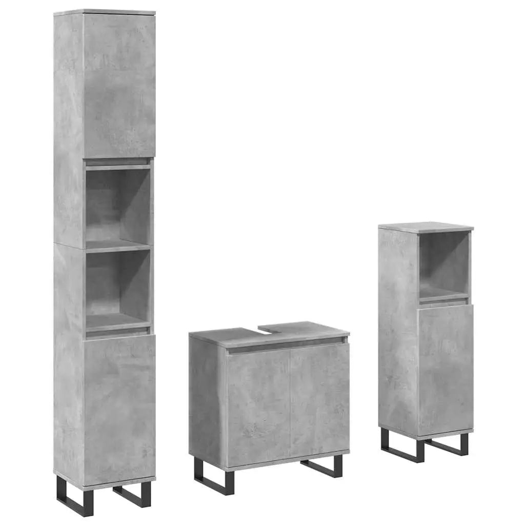 Ensemble de meubles de salle de bain 3 pcs gris béton - XIOS