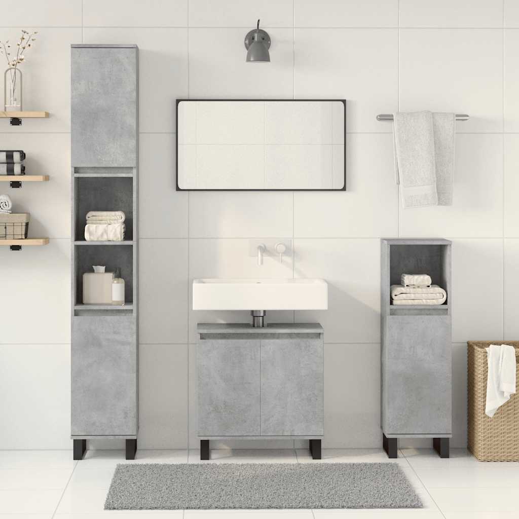 Ensemble de meubles de salle de bain 3 pcs gris béton