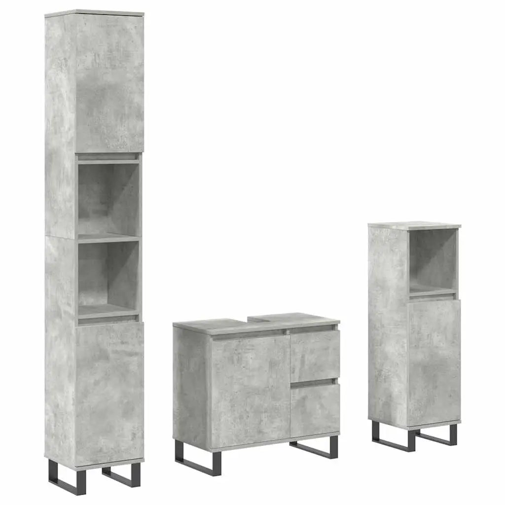 Ensemble de meubles de salle de bain 3 pcs gris béton - XIOS