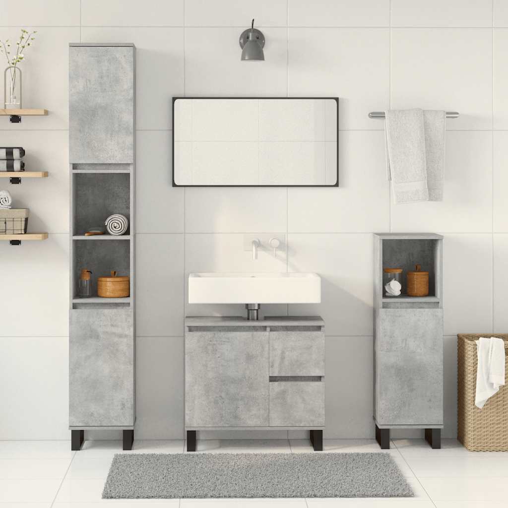 Ensemble de meubles de salle de bain 3 pcs gris béton
