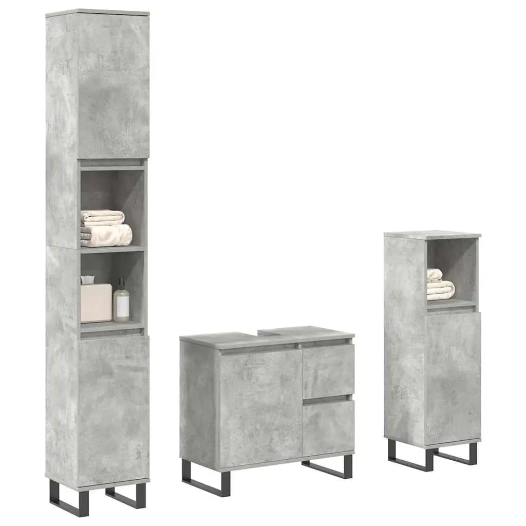 Ensemble de meubles de salle de bain 3 pcs gris béton - XIOS
