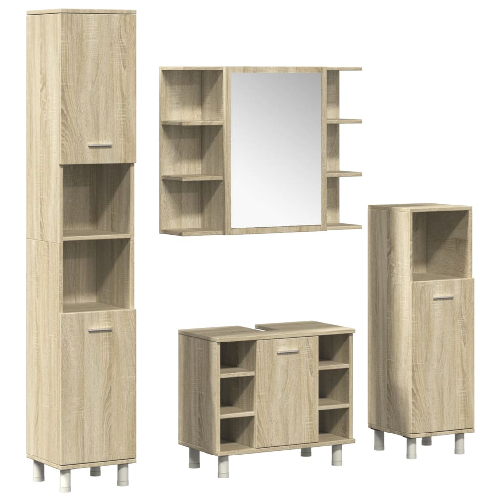 Ensemble de meubles de salle de bain 4 pcs chêne sonoma