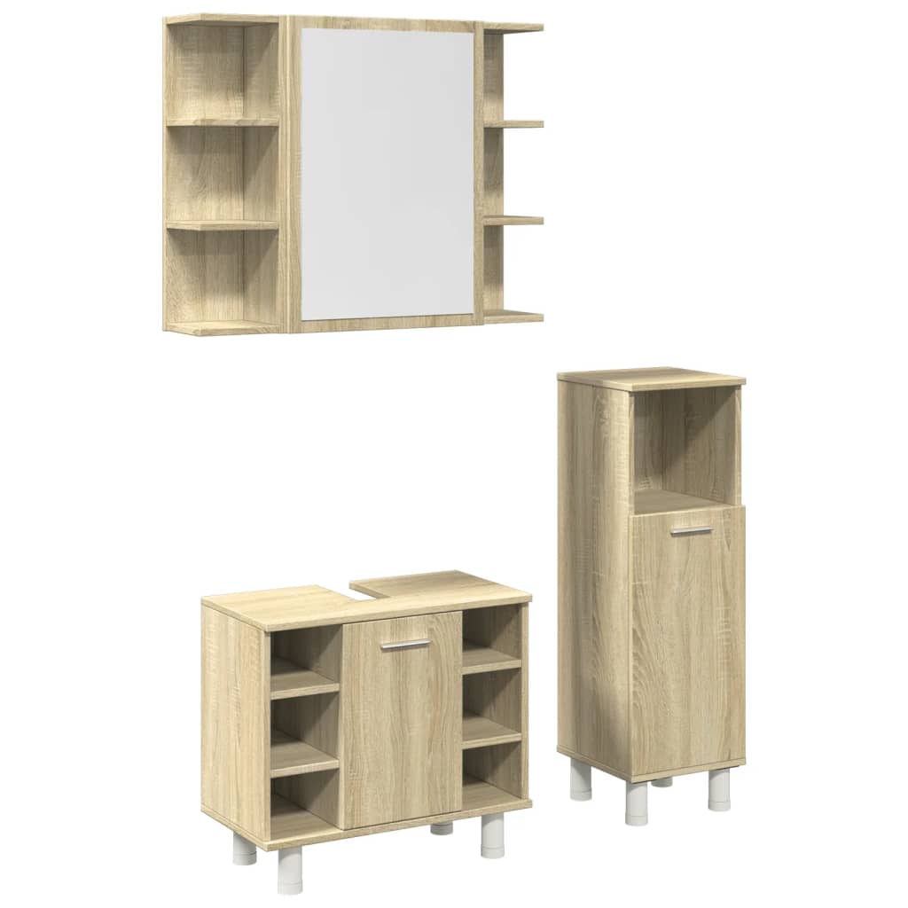 Ensemble de meubles de salle de bain 3 pcs chêne sonoma