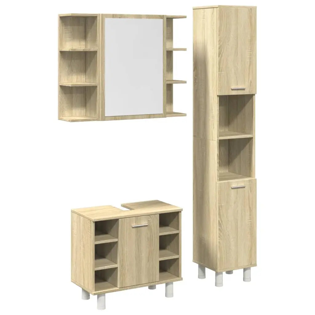 Ensemble de meubles de salle de bain 3 pcs chêne sonoma - XIOS