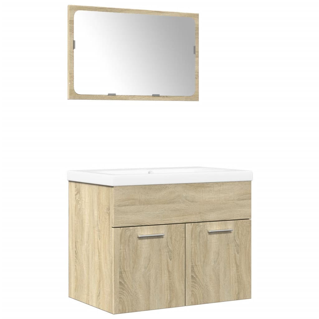 Ensemble de meubles de salle de bain 3 pcs chêne sonoma