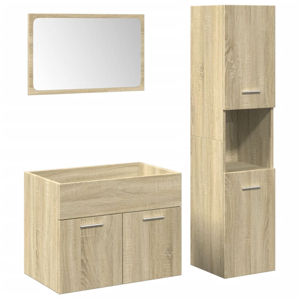 Ensemble de meubles de salle de bain 3 pcs chêne sonoma