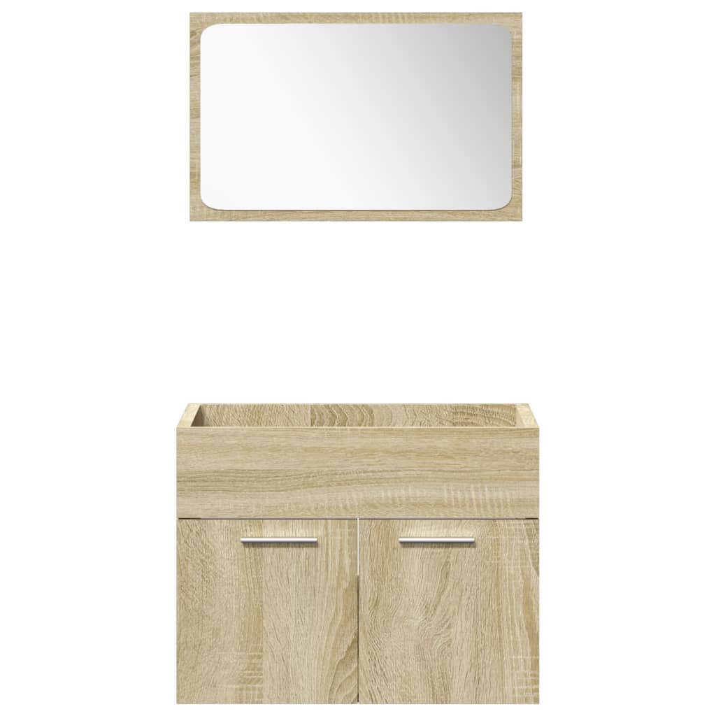 Ensemble de meubles de salle de bain 4 pcs chêne sonoma
