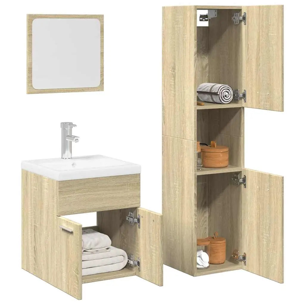 Ensemble de meubles de salle de bain 4 pcs chêne sonoma - XIOS