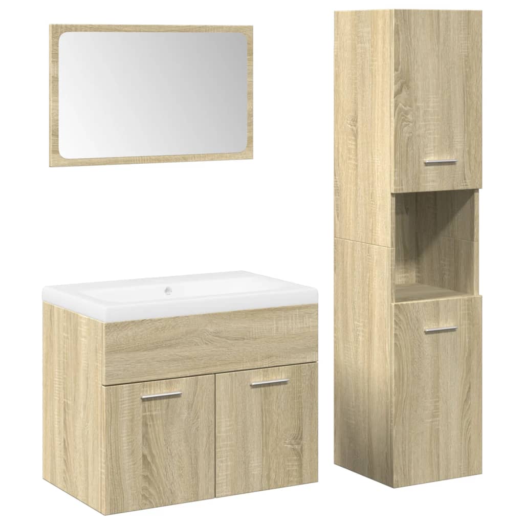 Ensemble de meubles de salle de bain 4 pcs chêne sonoma
