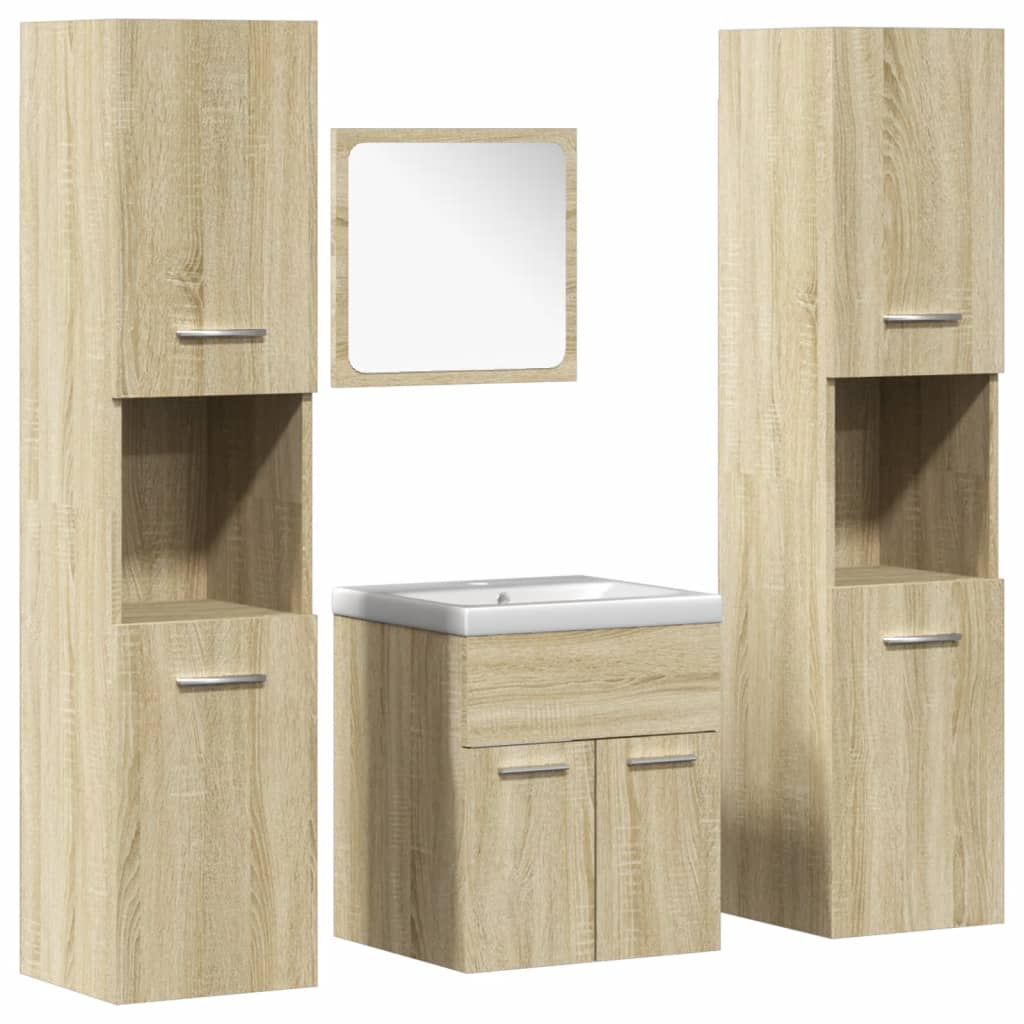 Ensemble de meubles de salle de bain 5 pcs chêne sonoma