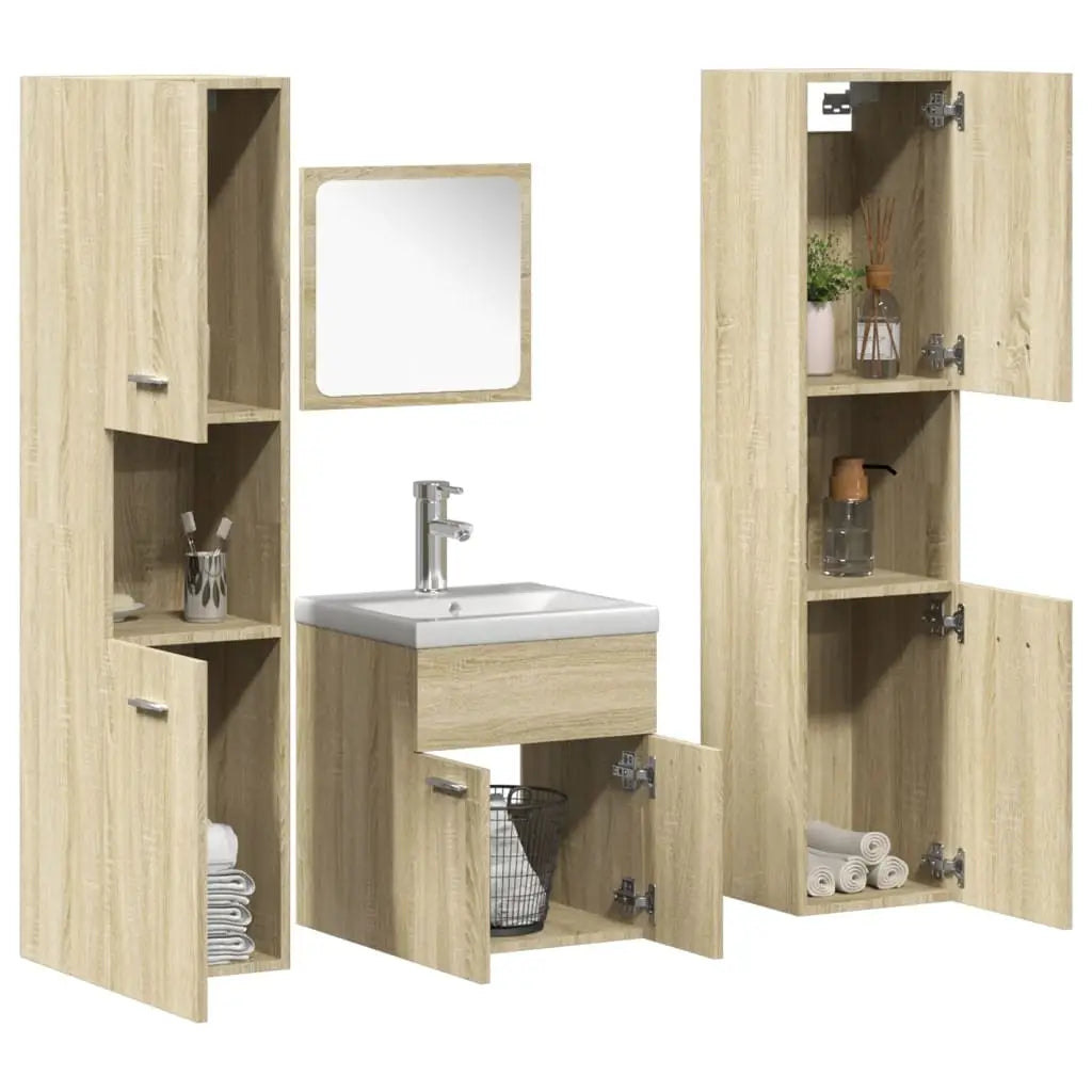 Ensemble de meubles de salle de bain 5 pcs chêne sonoma - XIOS