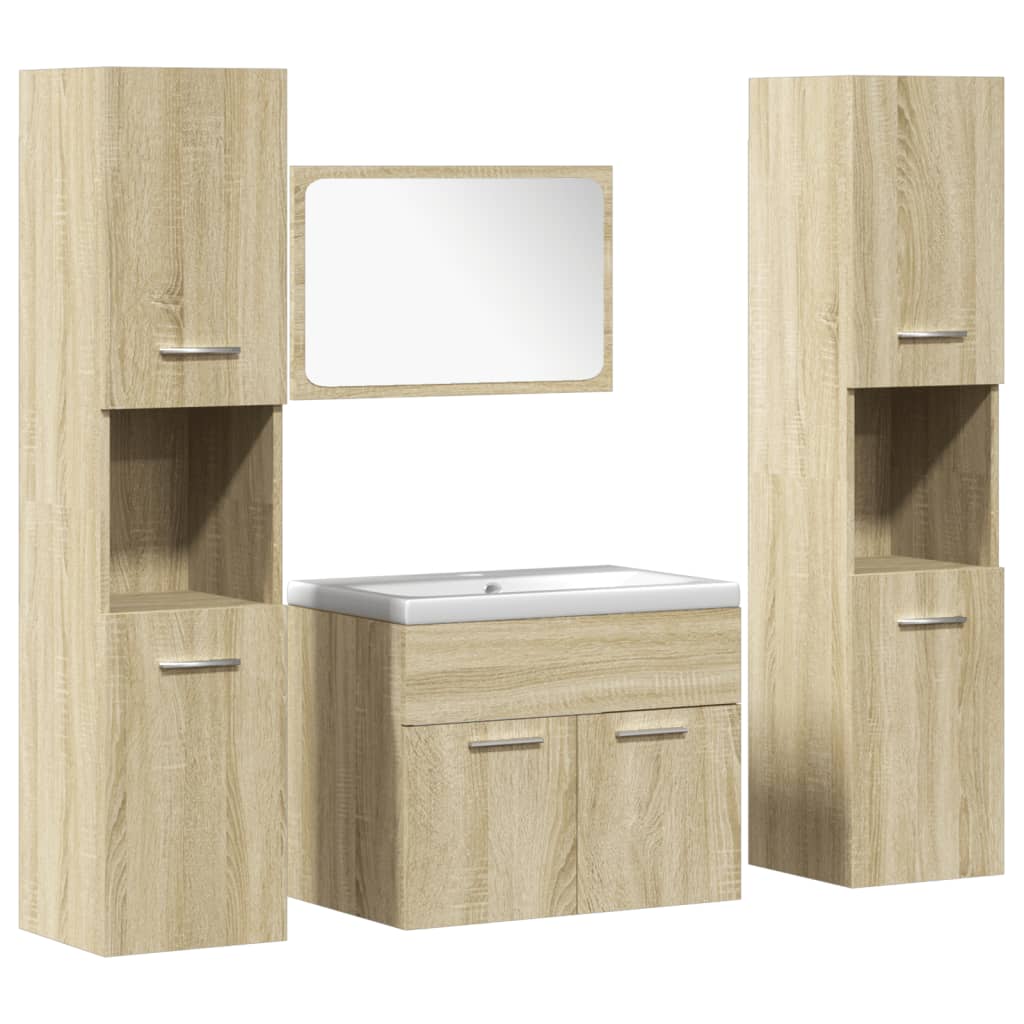 Ensemble de meubles de salle de bain 5 pcs chêne sonoma