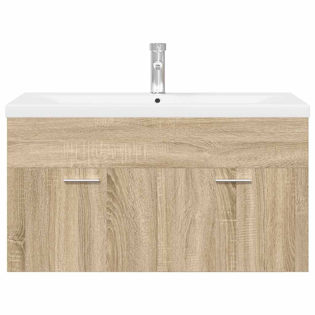 Armoire lavabo de salle de bain et bassin intégré chêne sonoma