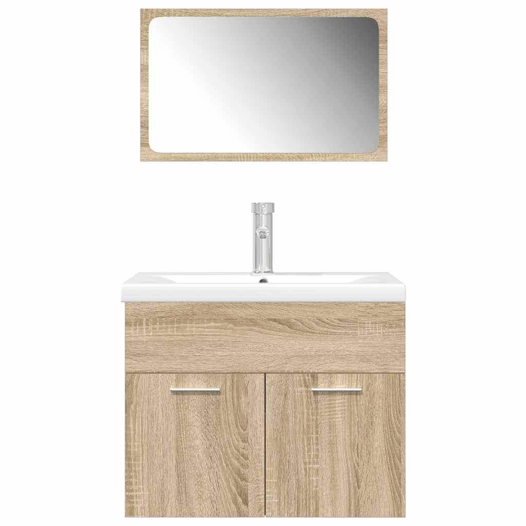 Ensemble de meubles de salle de bain 3 pcs chêne sonoma