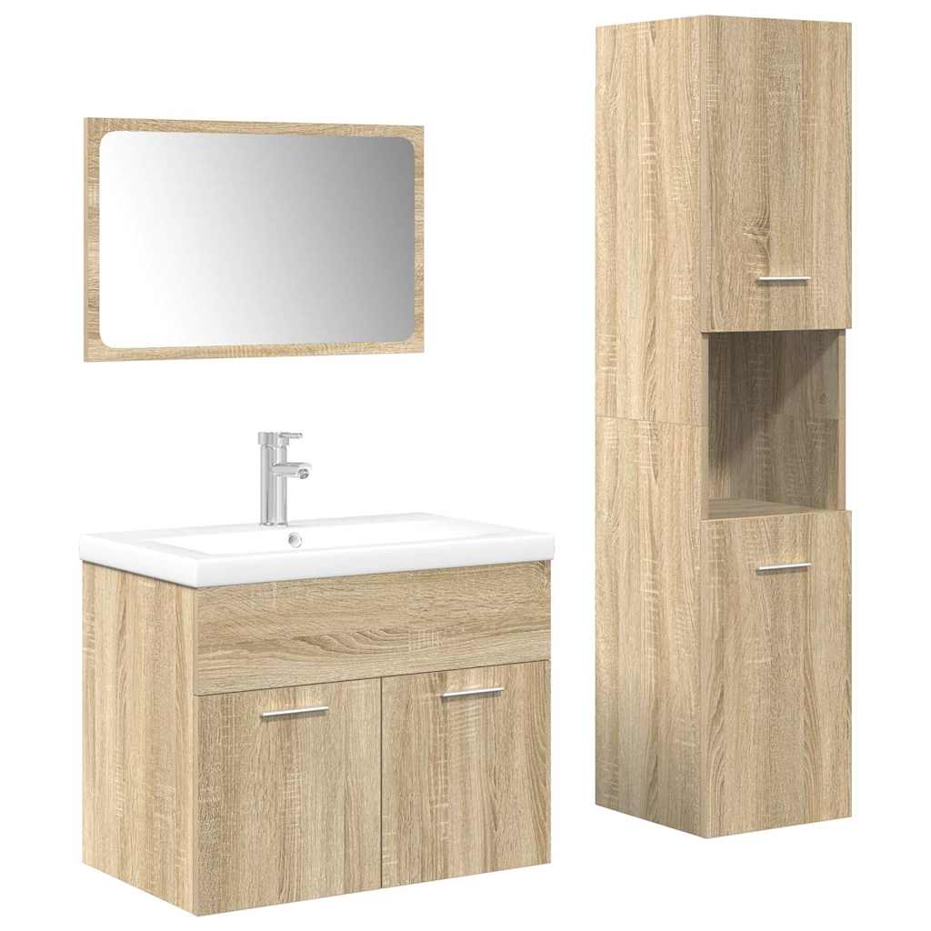 Ensemble de meubles de salle de bain 4 pcs chêne sonoma