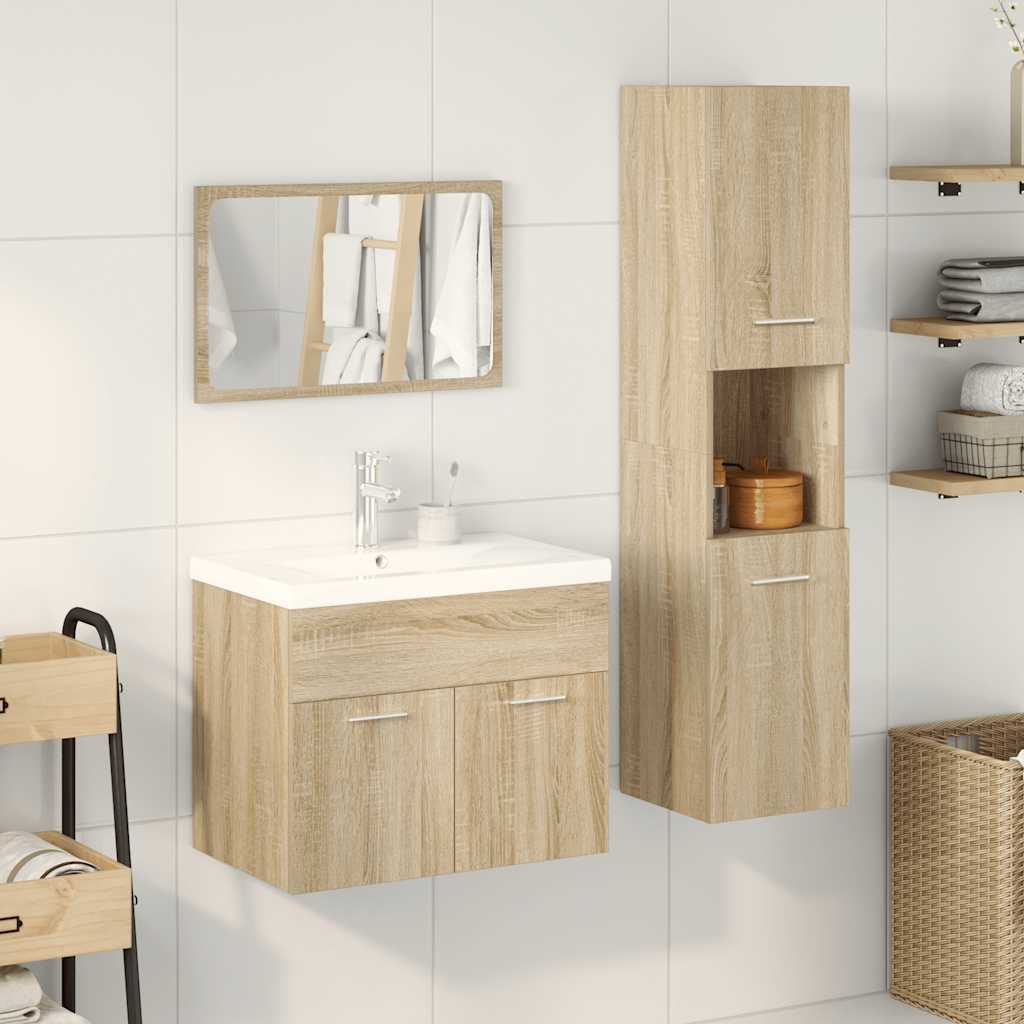 Ensemble de meubles de salle de bain 4 pcs chêne sonoma