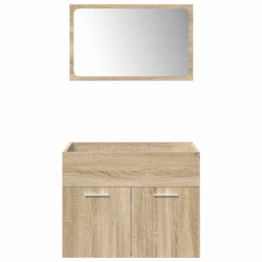 Ensemble de meubles de salle de bain 4 pcs chêne sonoma