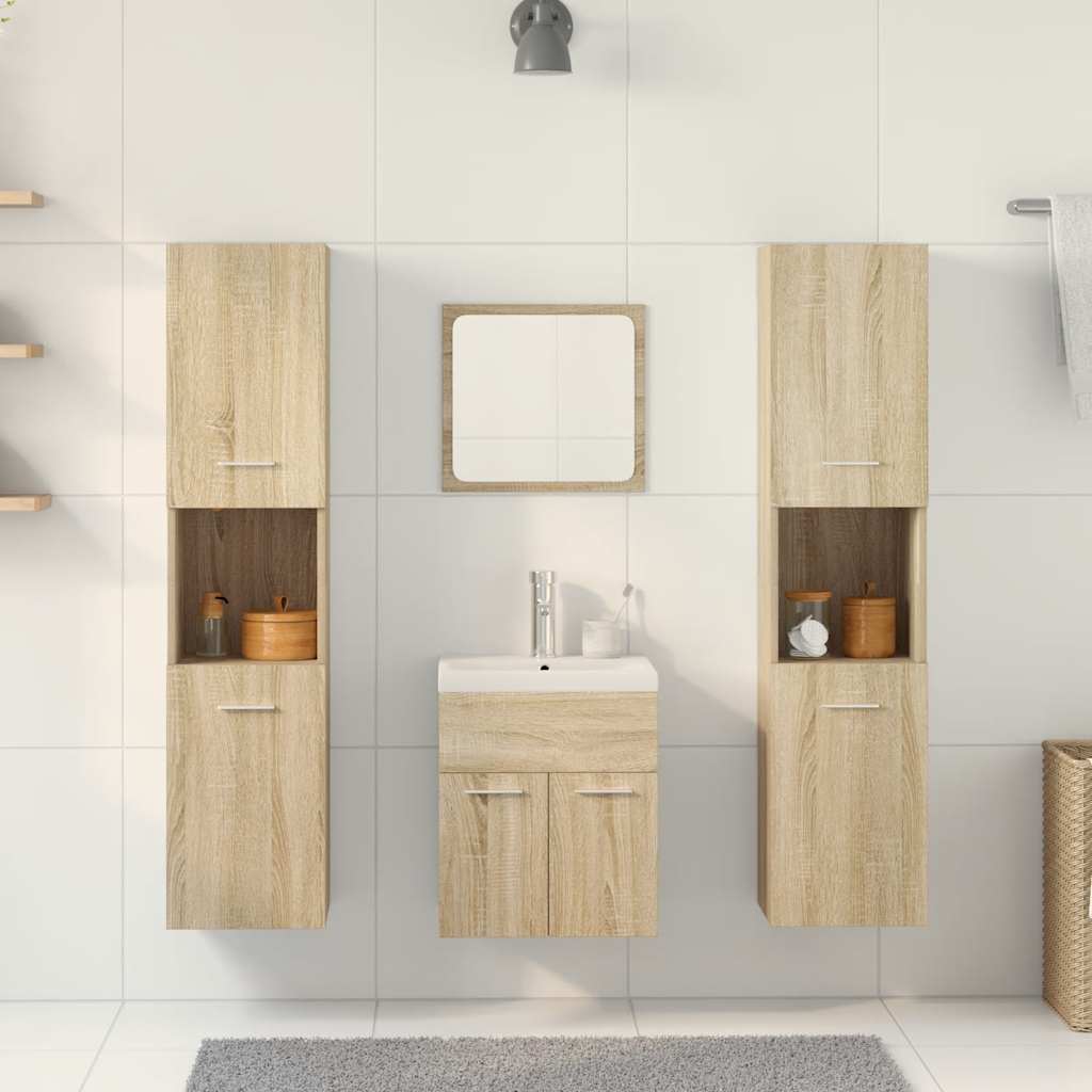 Ensemble de meubles de salle de bain 5 pcs chêne sonoma