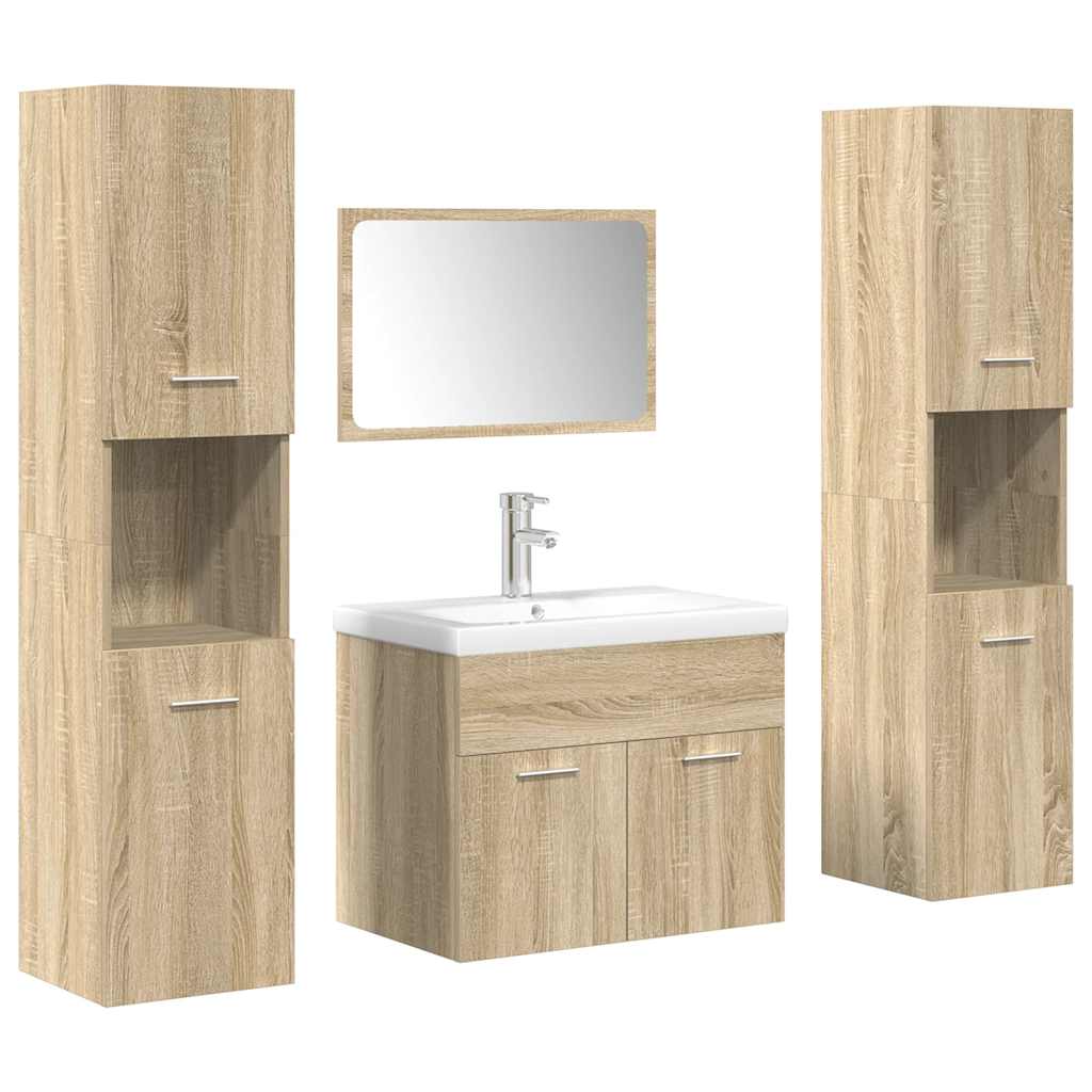 Ensemble de meubles de salle de bain 5 pcs chêne sonoma