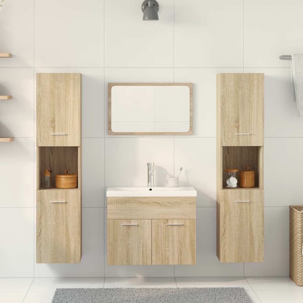 Ensemble de meubles de salle de bain 5 pcs chêne sonoma