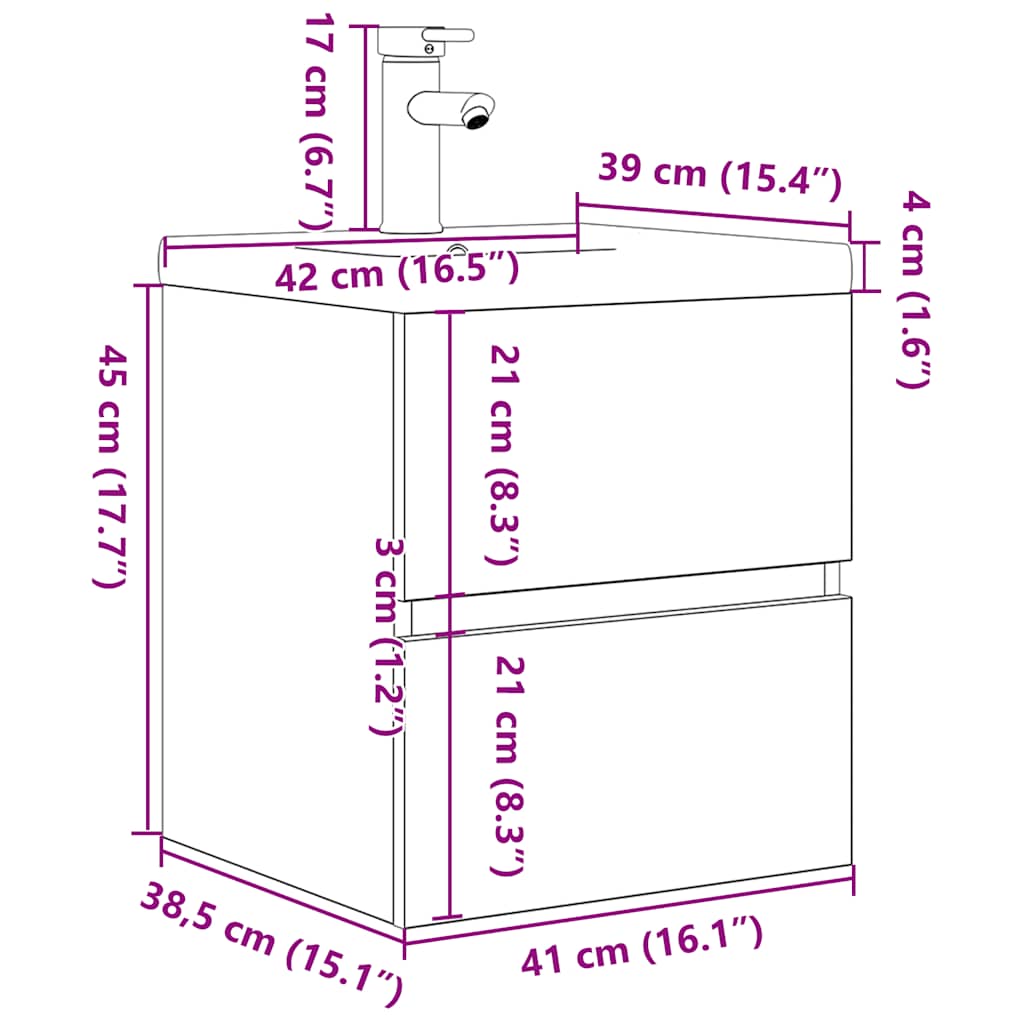 Ensemble de meubles de salle de bain 2 pcs chêne sonoma