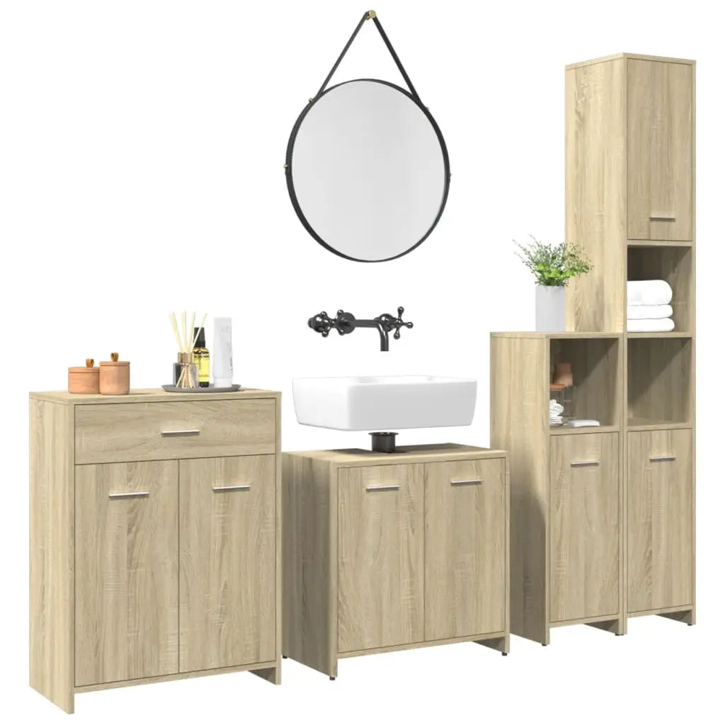 Ensemble de meubles de salle de bain 4 pcs chêne sonoma - XIOS