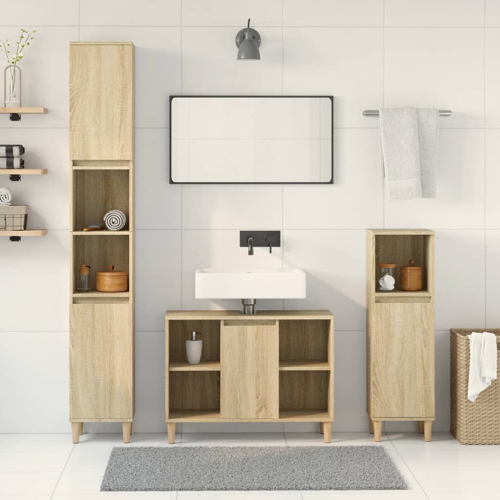 Ensemble de meubles de salle de bain 3 pcs chêne sonoma
