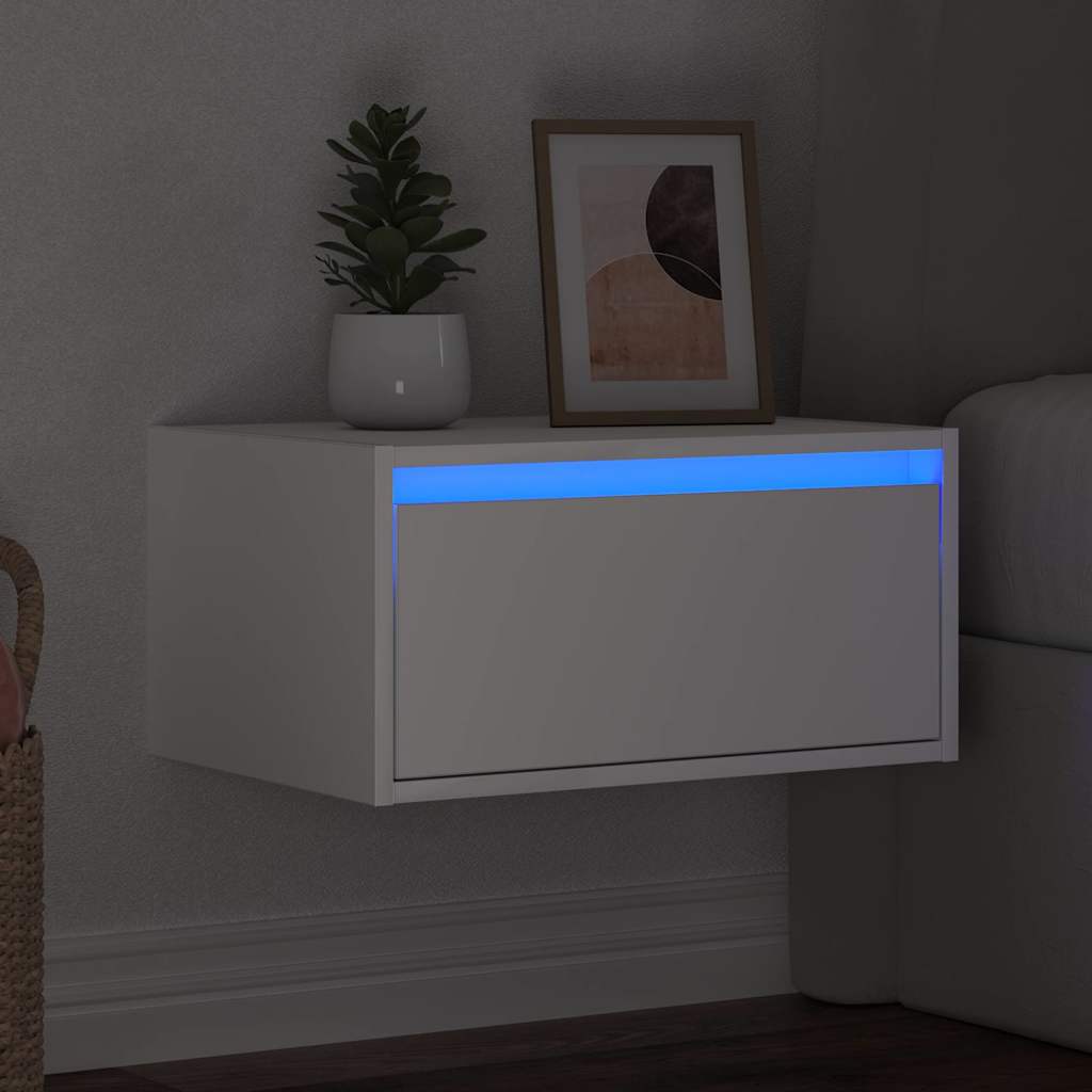 Table de chevet murale avec lumières LED blanc - XIOS