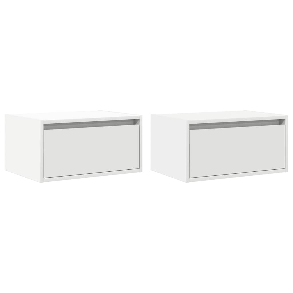 Tables de chevet murales avec lumières LED 2 pcs blanc - XIOS
