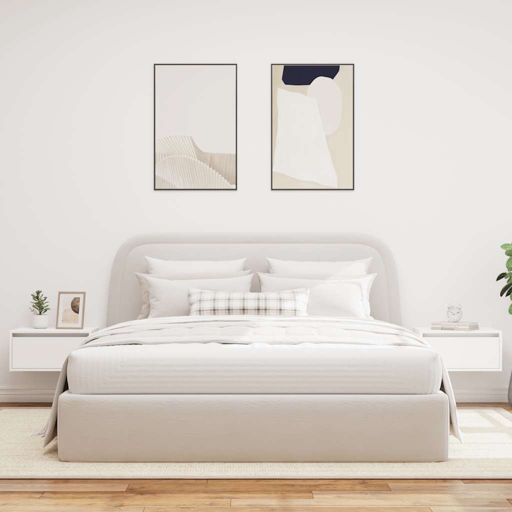 Tables de chevet murales avec lumières LED 2 pcs blanc - XIOS
