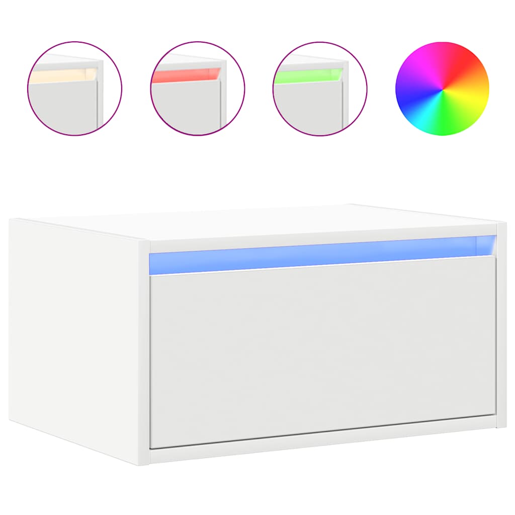 Tables de chevet murales avec lumières LED 2 pcs blanc - XIOS
