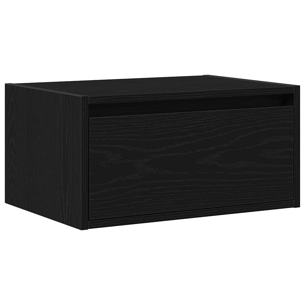 Table de chevet murale avec lumières LED chêne noir - XIOS