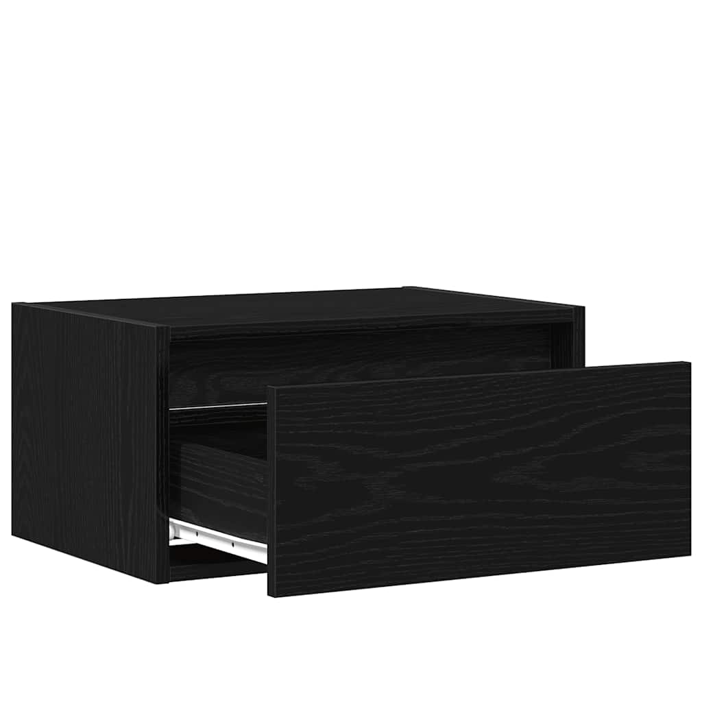 Table de chevet murale avec lumières LED chêne noir - XIOS