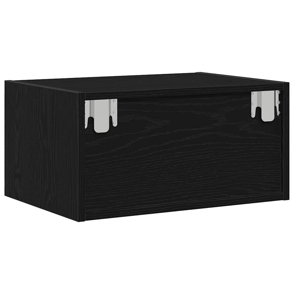 Tables de chevet murales avec lumières LED 2 pcs chêne noir - XIOS