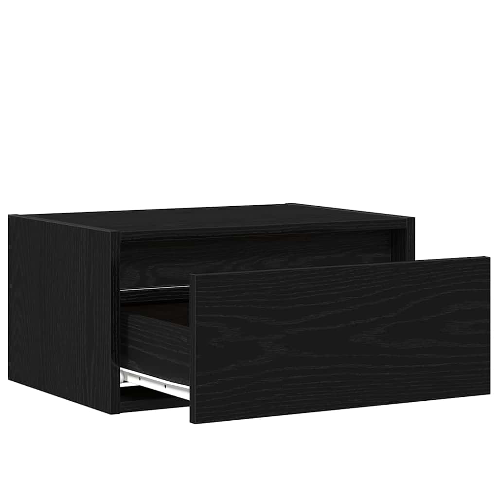 Tables de chevet murales avec lumières LED 2 pcs chêne noir - XIOS