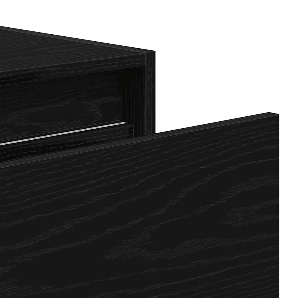 Tables de chevet murales avec lumières LED 2 pcs chêne noir - XIOS