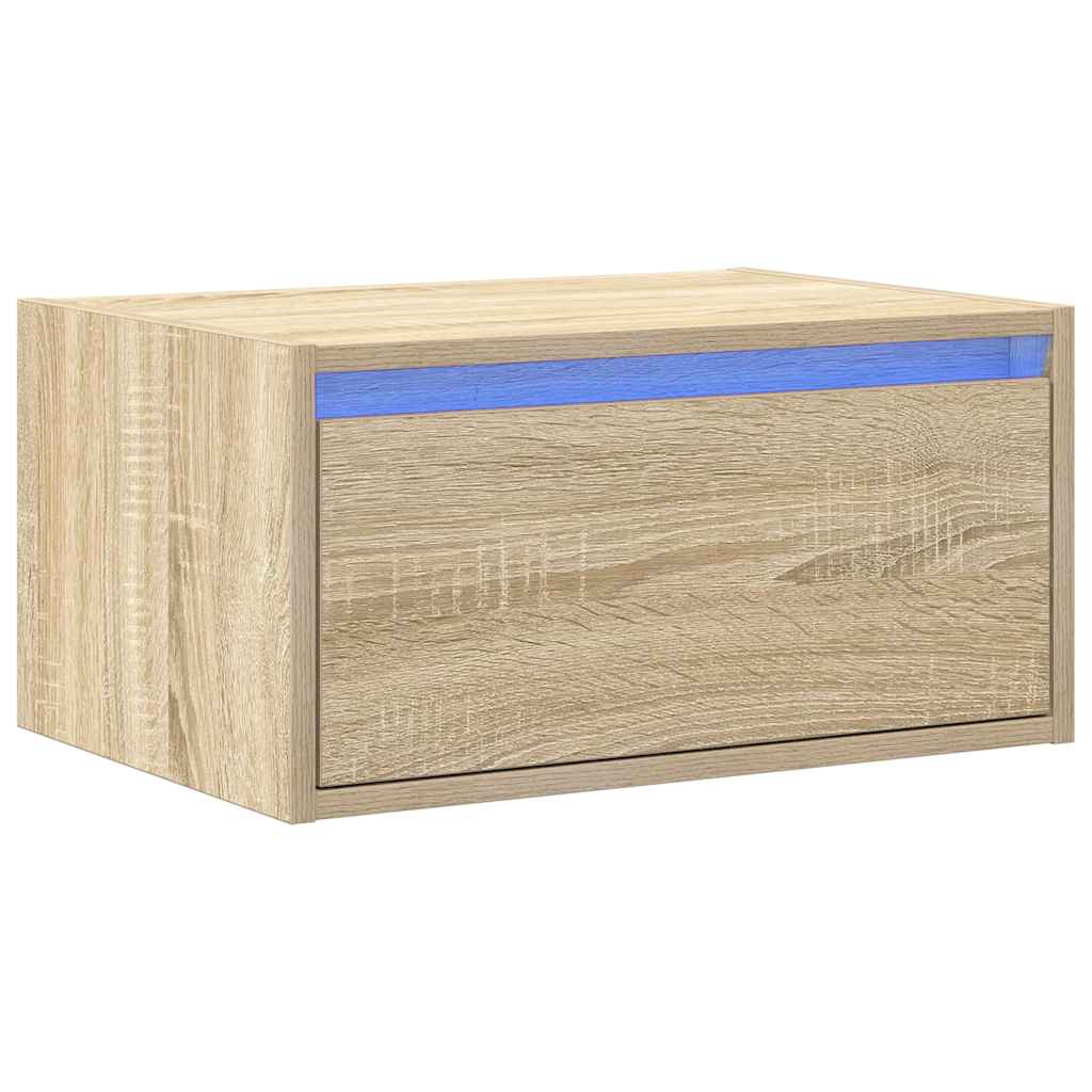 Table de chevet murale avec lumières LED chêne sonoma - XIOS