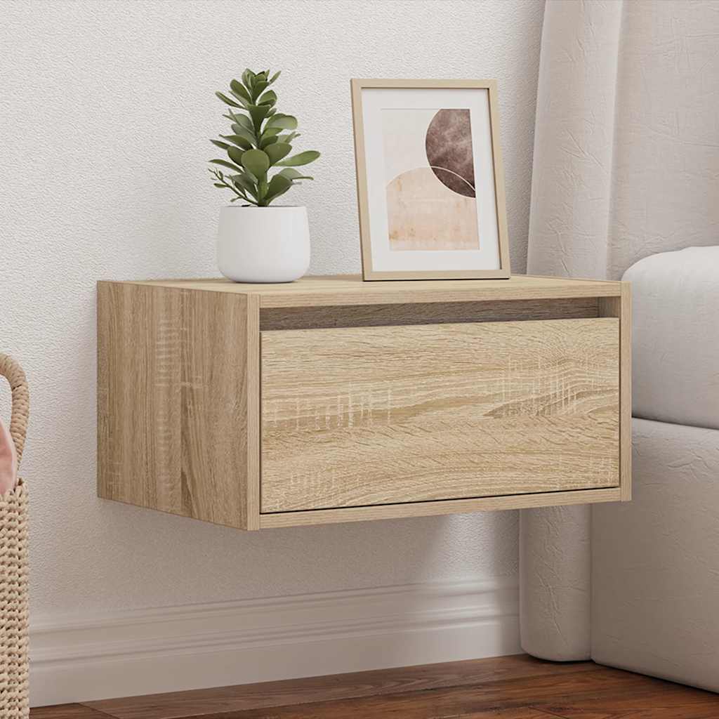 Table de chevet murale avec lumières LED chêne sonoma - XIOS