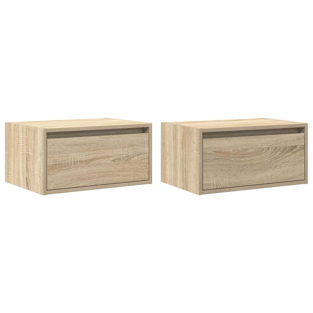 Tables de chevet murales avec lumières LED 2 pcs chêne sonoma - XIOS