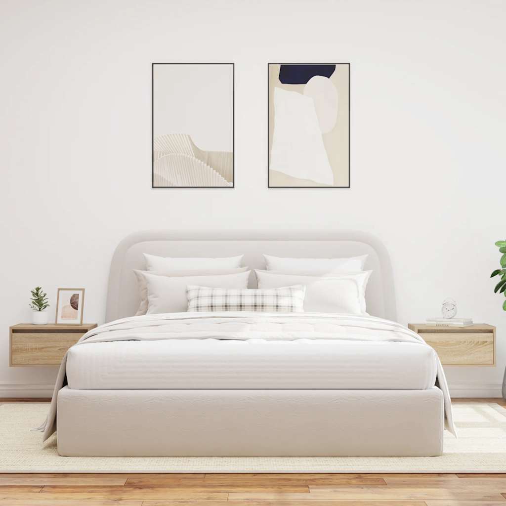 Tables de chevet murales avec lumières LED 2 pcs chêne sonoma - XIOS