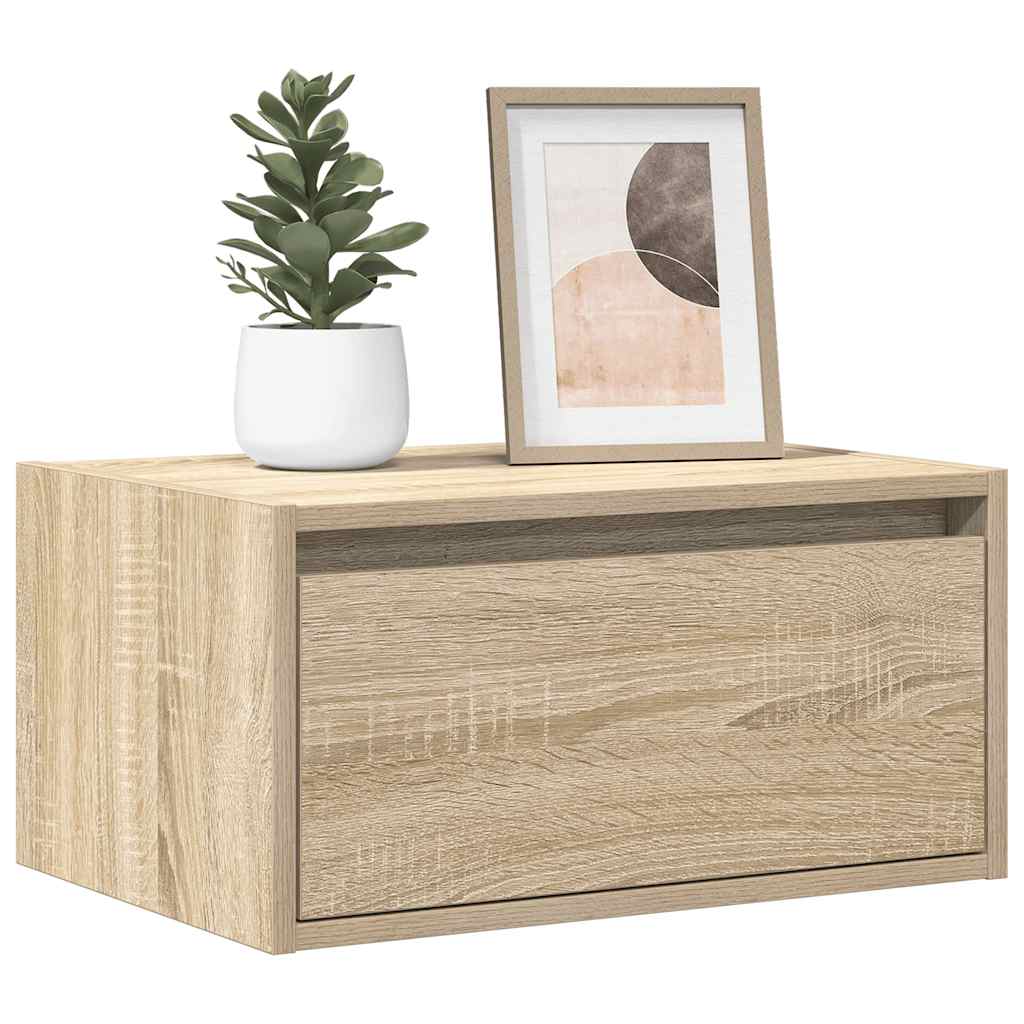 Tables de chevet murales avec lumières LED 2 pcs chêne sonoma - XIOS