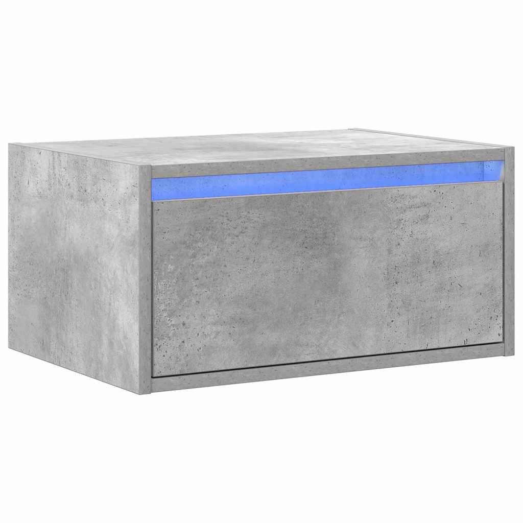 Table de chevet murale avec lumières LED gris béton - XIOS